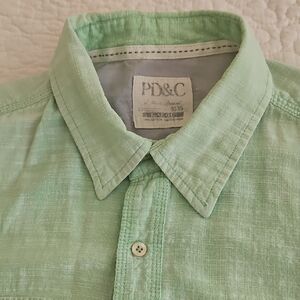 PD&C Men's Short Sleeve Button Down Cotton Shirt Large